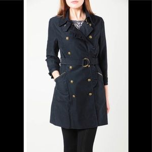 Juicy Couture ruffle trim cropped trench coat